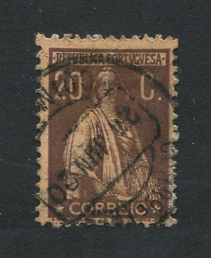 1917 - Afinsa nº 233a. Ceres. Selo de 20c usado. Papel porcelana, denteado 12x11 1/2. Em boas condições.