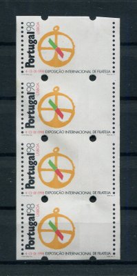 1997 - #13 - Portugal 98. ERRO, TAXA ZERO. EM TIRA DE 4. Nova sem charneira. Em boas condições.