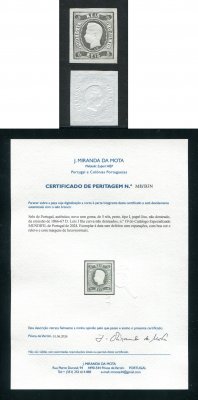 1866/7 - Afinsa nº 19 (novo). D. Luís I, fita curva. Selo de 5 reis NOVO SEM GOMA. Boas margens. Com CERTIFICADO DE PERITAGEM (CERTIFICATE). EXEMPLAR NORMAL.