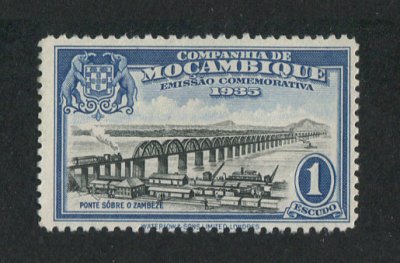 1935 - Afinsa nº 171. Inauguração da Ponte sobre o Rio Zambeze. Selo de 1$00 novo, SEM GOMA. Em boas condições.