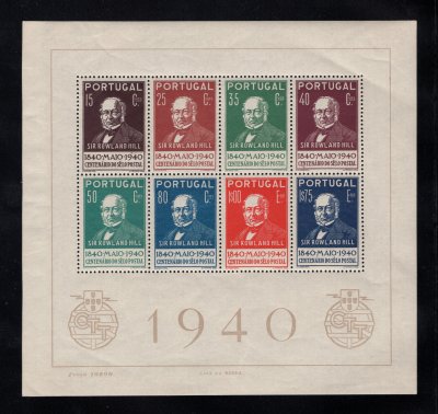 1940 - Bloco nº 3. Centenário do Selo Postal. Novo SEM CHARNEIRA (**) e com goma original. Em boas condições. (LER DESCRIÇÃO)