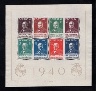 1940 - Bloco nº 3. Centenário do Selo Postal. Novo, SEM GOMA. Em boas condições. (LER DESCRIÇÃO)