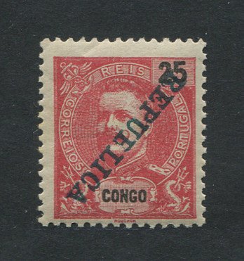 1911 - Afinsa nº 65. D. Carlos I com sobrecarga REPUBLICA. Selo de 25r novo SEM CHARNEIRA (**) e com goma original. SOBRECARGA INVERTIDA. Em boas condições.