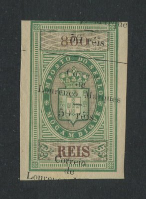 1899 - Afinsa nº 50. Selo de 50r/30r novo sem goma como emitido. SOBRECARGA DESLOCADA. Em boas condições.
