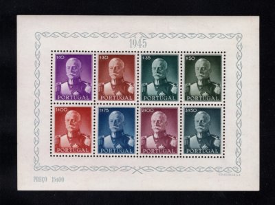 1945 - Bloco nº 8. Presidente Carmona. Novo, SEM GOMA. Em boas condições.