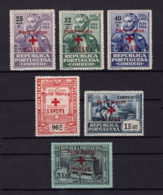 Cruz Vermelha - 1931 - Afinsa nº 29/34. Série completa nova SEM CHARNEIRA (**) e com goma original. Em boas condições.