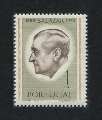 1971 - Afinsa nº 1106a. Presidente Salazar. Selo de 1$00 novo SEM CHARNEIRA (**) e com goma original. DENTEADO 12. Em boas condições.