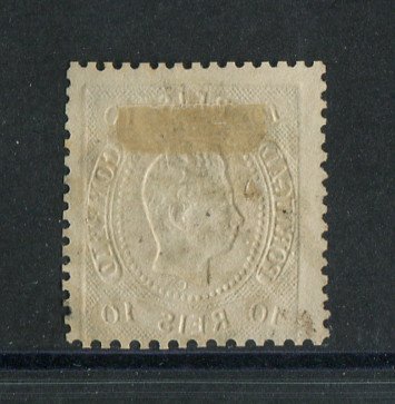 1867/70 - Afinsa nº 28. D. Luís I, fita curva denteado.Selo de 10 reis usado. Redenteado.