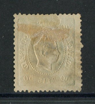 1867/70 - Afinsa nº 31. D. Luís I, fita curva denteado. Selo de 50 reis usado. Em boas condições.