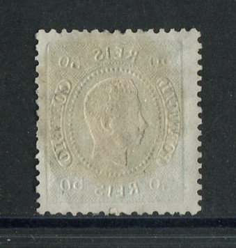 1867/70 - Afinsa nº 31. D. Luís I, fita curva denteado. Selo de 50 reis usado. Em boas condições.
