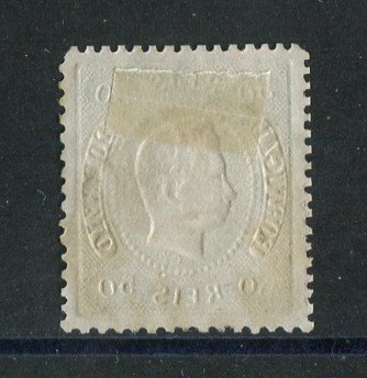 1867/70 - Afinsa nº 31. D. Luís I, fita curva denteado.Selo de 50 reis usado. Este selo foi redenteado.