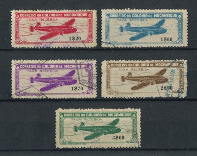 1946 - Correio Aéreo. Afinsa nº 11/15. Avião. Série completa USADA. Em boas condições.