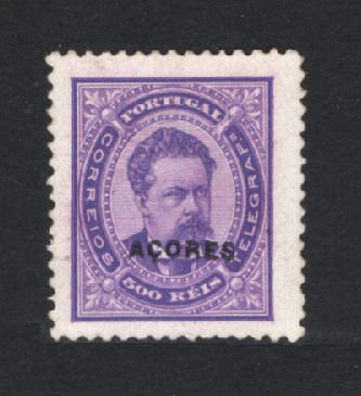 1884 - Afinsa nº 57. D. Luis I de frente. Selo de 500 reis NOVO sem goma. Papel porcelana, denteado 12 1/2. Em boas condições. Com CERTIFICADO DE PERITAGEM (CERTIFICATE).