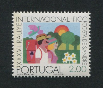 1975 - Afinsa nº 1255a. 36º Rally FICC. Selo de 2$00 novo SEM CHARNEIRA (**) e com goma original. COM TARJA FOSFORESCENTE. Em boas condições.