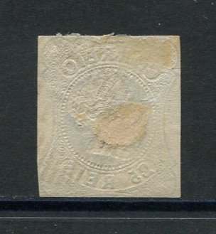 1853 - Afinsa nº 2. D. Maria II.Selo de 25 reis, usado. Margens pequenas. Em boas condições. Com carimbo nº 87 - Figueira da Foz. EXEMPLAR DE 2ª ESCOLHA.