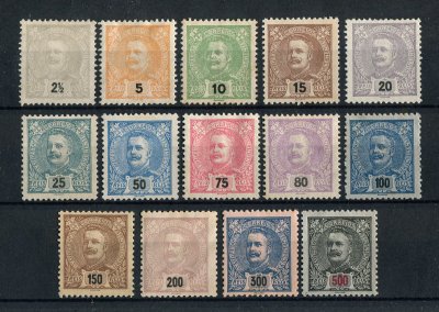1895 - Afinsa nº 126/139. D. Carlos. Série nova, SEM GOMA. Em boas condições.