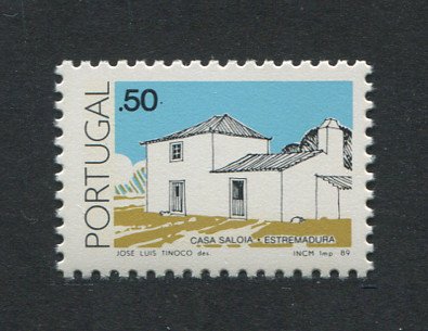1985-89 - Afinsa nº 1709b. Arquitectura Popular Portuguesa. Selo de 0.50 novo SEM CHARNEIRA (**) e com goma original. COM VALOR A NEGRITO e GOMA BAÇA. Em boas condições.