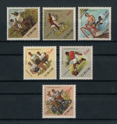 1962 - Afinsa nº 328/333. Modalidades Desportivas. Série completa nova SEM CHARNEIRA (**) e com goma original. Em boas condições.