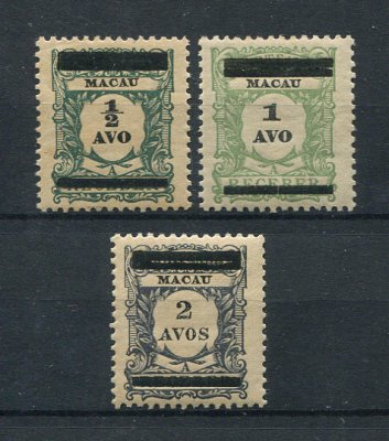 1910 - Afinsa nº 141/143. Selos de Porteado com sobrecarga. Série completa nova, COM CHARNEIRA (*) e goma original. Em boas condições.