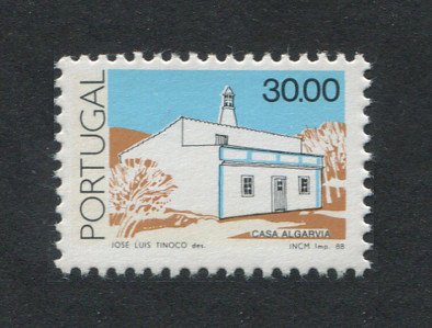 1985-89 - Afinsa nº 1719a. Arquitectura Popular Portuguesa. Selo de 30.00 novo SEM CHARNEIRA (**) e com goma original. COM FÓSFORO AMARELO e GOMA BRILHANTE. Em boas condições.