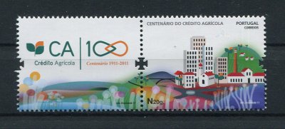 2011 - Afinsa nº 4064a. Selo Corporativo. Centenário do Crédito Agrícola. Novo sem charneira. Goma Original. Em boas condições.