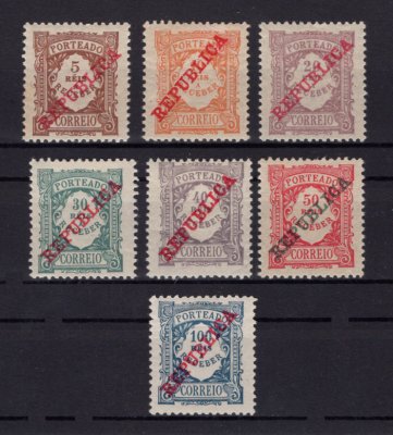 Porteado - 1911 - Afinsa nº 14/20. Série completa nova, SEM GOMA. Em boas condições.