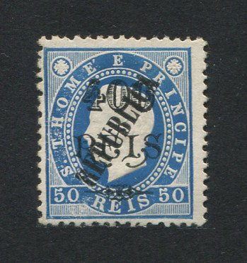 1913 - Afinsa nº 130. D. Luis I com sobrecarga local Républica. Selo de 400r/50r novo sem goma como emitido. Com CERTIFICADO DE PERITAGEM (CERTIFICATE). Em boas condições.