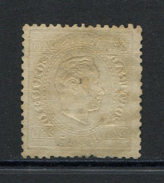 1870/6 - Afinsa nº 46a. D. Luis I fita direita. Selo de 240 reis usado. Papel COSTELADO na frente, denteado 12 1/2. Em boas condições. Com CERTIFICADO DE PERITAGEM (CERTIFICATE).
