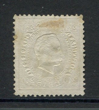 1870/6 - Afinsa nº 46a. D. Luis I fita direita. Selo de 240 reis usado. Papel COSTELADO na frente, denteado 12 1/2. Pequenas reparações. Com CERTIFICADO DE PERITAGEM (CERTIFICATE).