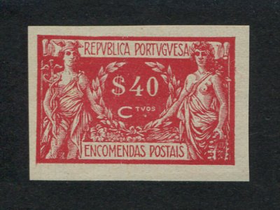 Encomendas Postais - 1920-22 - Afinsa nº 6. PROVA NÃO DENTEADA de $40. Sem goma. Em boas condições.