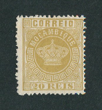 1876 - Afinsa nº 3. Tipo Coroa. Selo de 20 reis novo, SEM GOMA. Denteado 12 1/2. Em boas condições.
