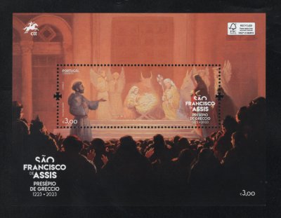 2023 - Bloco nº 691. São Francisco Xavier - Presépio de Greccio. Novo sem charneira. Em boas condições.