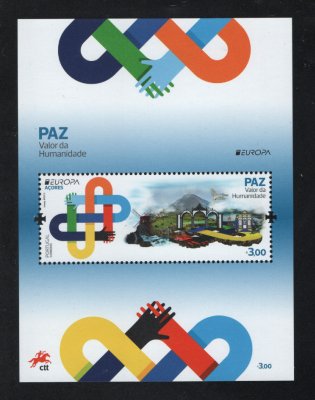 2023 - Bloco nº 680. Europa - Paz, Valor da Humanidade - Açores. Novo sem charneira. Em boas condições.