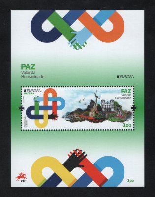 2023 - Bloco nº 681. Europa - Paz, Valor da Humanidade - Madeira. Novo sem charneira. Em boas condições.