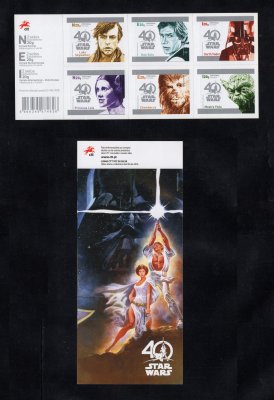 2017 - Caderneta Afinsa nº 158 - nº 4881/4886. Star Wars - 40 Anos. Série completa sem charneira. Em boas condições.