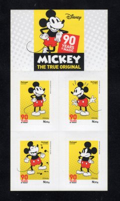 2018 - Caderneta Afinsa nº 158 (numeração do catalogo em repetição com a caderneta anterior) - nº 5033/5036. Mickey - 90 Anos. Série completa sem charneira. Em boas condições.