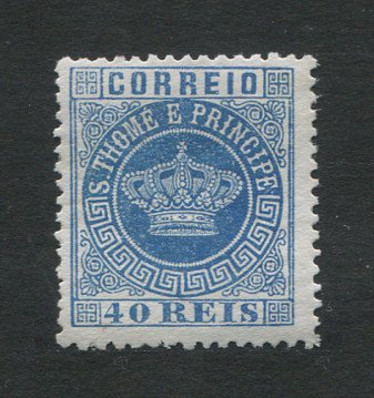1870 - Afinsa nº 5a. Tipo Coroa. Selo de 40 reis novo sem goma como usual. AZUL CLARO. Denteado 12 1/2. Em boas condições.