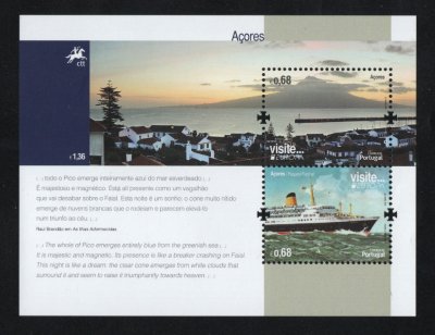 2012 - Bloco nº 464. Europa - Visite (Açores). Novo sem charneira. Em boas condições.