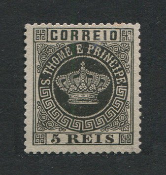 1870 - Afinsa nº 1c. Tipo Coroa. Selo de 5 reis novo, sem goma. Denteado 13 1/2. Em boas condições.