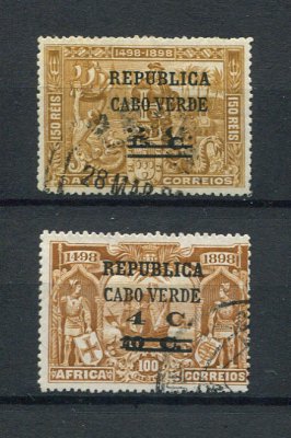 1921 - Afinsa nº 165/166. 4º Centenário do Descobrimento... com sobretaxa. Série completa USADA. Em boas condições.
