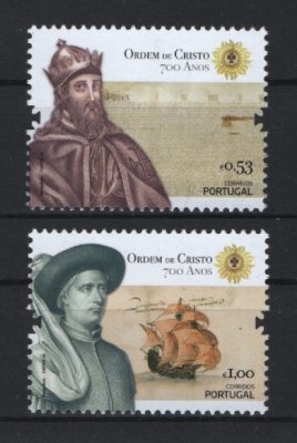 2019 - Afinsa nº 5085/5086. 700 Anos da Ordem de Cristo. Série nova sem charneira. Goma Original. Em boas condições.