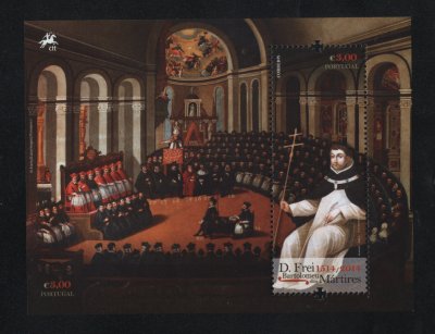 2014 - Bloco nº 502. D. Frei Bartolomeu dos Mártires 1514-2014. Novo sem charneira. Em boas condições.