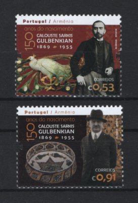 2019 - Afinsa nº 5088/5089. 150 Anos do Nascimento de Calouste Gulbenkian. Série nova sem charneira. Goma Original. Em boas condições.