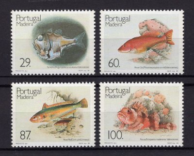 1989 - Afinsa nº 1906/1909. Peixes da Madeira. Série nova sem charneira. Goma Original. Em boas condições.