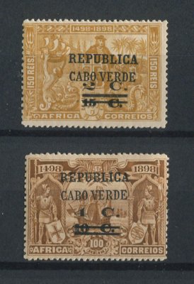 1921 - Afinsa nº 165/166. 4º Centenário do Descobrimento... com sobretaxa. Série completa nova, COM CHARNEIRA (*) e goma original. Em boas condições.