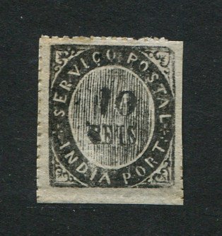 1873 - Afinsa nº 16. Nativos. Tipo IA. Selo de 10 reis novo COM CHARNEIRA (*) e com goma original. Em boas condições.