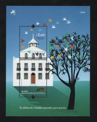 2015 - Bloco nº 534. Provedor da Justiça - 40 Anos. Novo sem charneira. Em boas condições.
