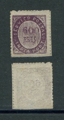 1873 - Afinsa nº 19. Nativos. Tipo IA. Selo de 600 reis novo sem goma. Com CERTIFICADO DE PERITAGEM. Em boas condições.