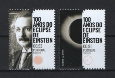 2019 - Afinsa nº 5126/5127. 100 Anos do Eclipse de "Einstein". Série nova sem charneira. Goma Original. Em boas condições.