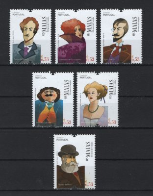 2018 - Afinsa nº 5021/5026. 130 Anos da 1ª Edição de "Os Maias". Série nova sem charneira. Goma Original. Em boas condições.